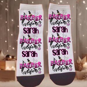 Barber Life with Name Ankle Socks